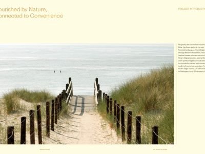Wooden boardwalk path leading through beach grass to water at Wasaga Beach near Brightside at River’s Edge